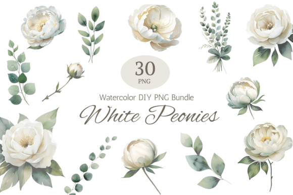 Download White Peony Wedding Clipart Bundle - Peony Collection