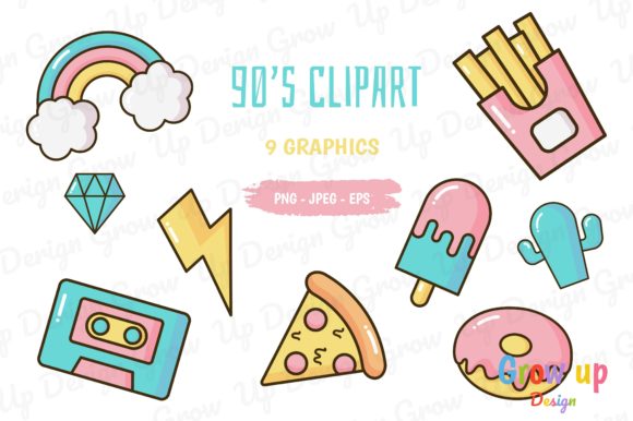 Download Nostalgic 90s Clipart Set. - 90s clipart Collection