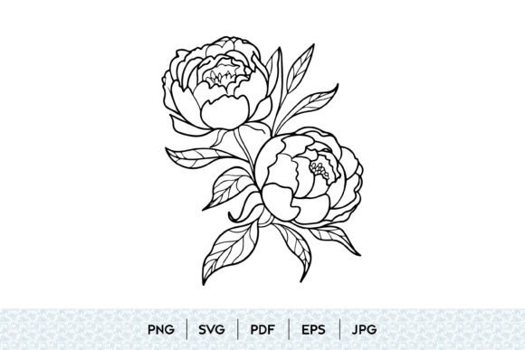 Download Peony Flower Line Art SVG - Peony Collection