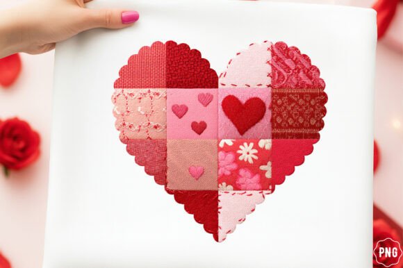 Download Patchwork Valentine Png Pink Heart Png - Patchwork valentine png Collection