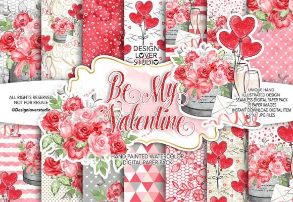 Download Be My Valentine Design Digital Paper, Ro - Premium Resources
